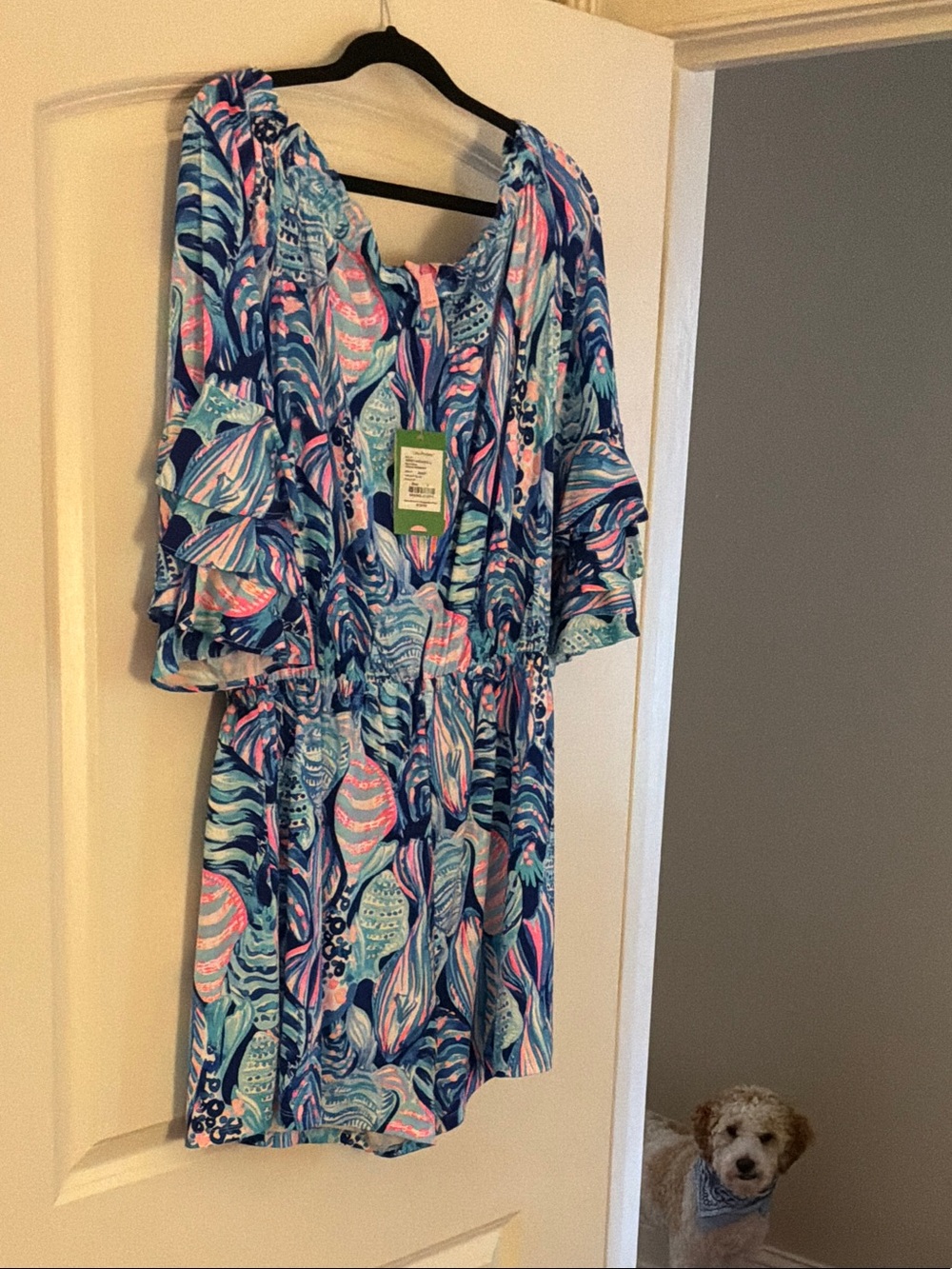 Lilly Pulitzer Twilight Blue & Pink Calla Print Romper - Vibrant Floral